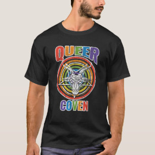 Queer Coven LGBTQ Witch Rainbow Satanic Pentagram T-Shirt