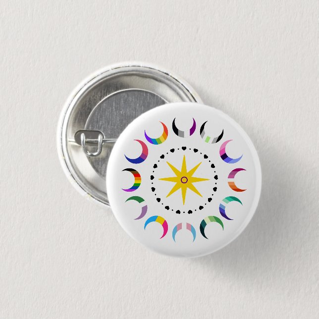 Queer Crescent Pride Moons 3 Cm Round Badge (Front & Back)