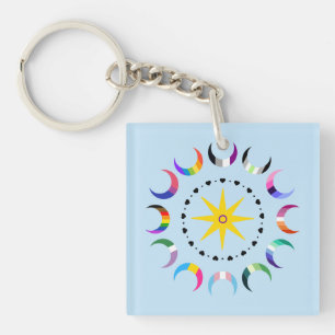 Queer Crescent Pride Moons Key Ring