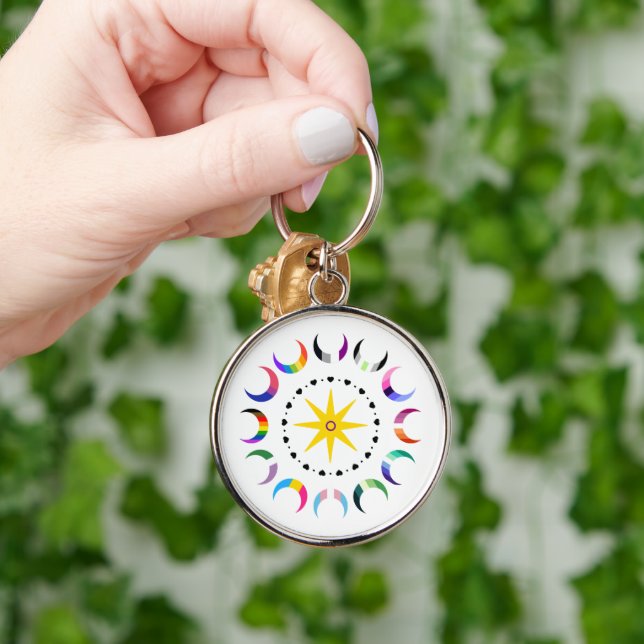 Queer Crescent Pride Moons Key Ring (Hand)