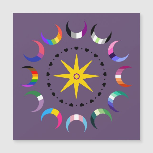 Queer Crescent Pride Moons Magnet (Front)