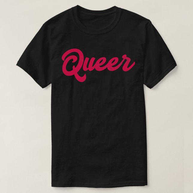 Queer Faded Retro Typography Statement Design T-Shirt (Design Front)
