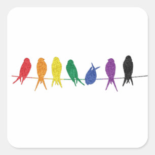 Queer flock- LGBTQ pride month rainbow flag flock  Square Sticker