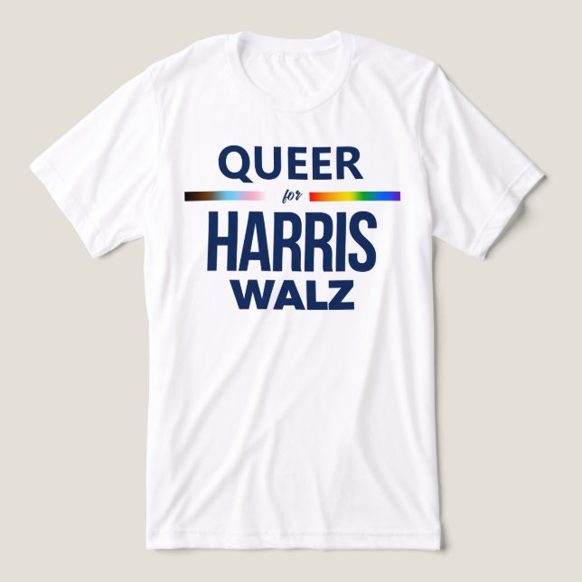Queer for Harris Walz Tri-Blend Shirt (Design Front)