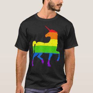 Queer Gay Pride Month Rainbow Flag Fantasy Unicorn T-Shirt