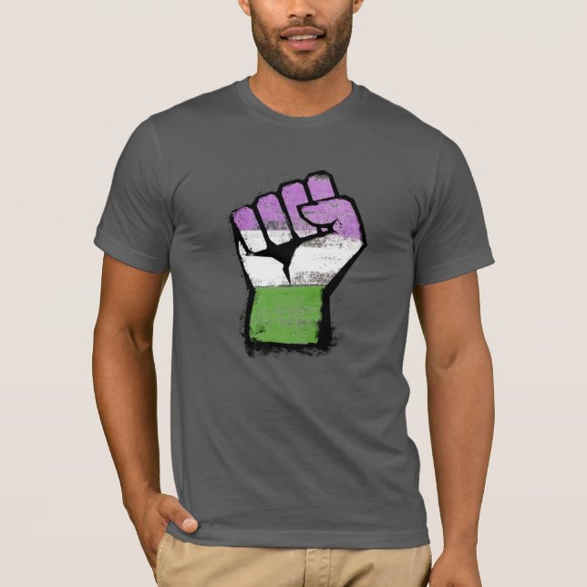 Queer / Genderqueer Pride Fist T-Shirt (Front)