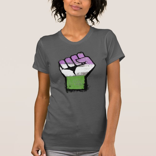Queer / Genderqueer Pride Fist T-Shirt (Front)