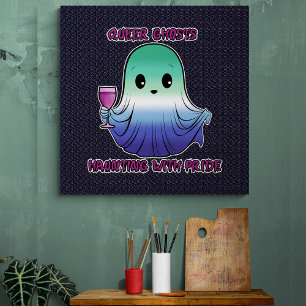 Queer Ghosts, Ghost in Gay Flag Colors Poster
