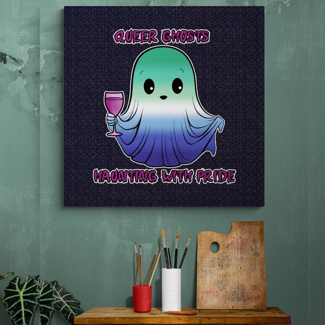 Queer Ghosts, Ghost in Gay Flag Colours Poster (Creator Uploaded)
