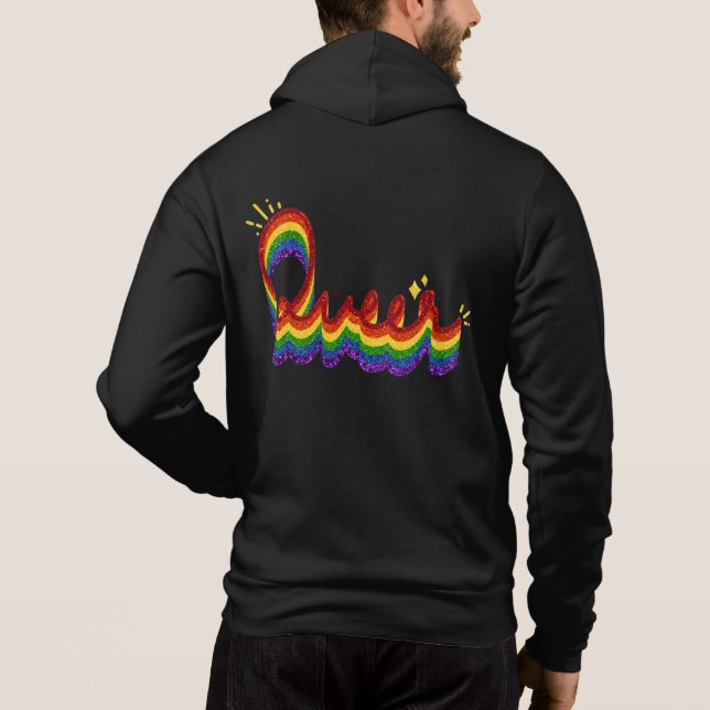 Queer Glitter Pride Rainbow Hoodie (Back)