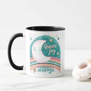 Queer Joy Always LGBTQ Pride Rainbow Moon Cute Mug