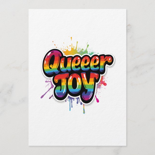 Queer Joy Rainbow Pride Typography – LGBTQ+ Quotes Invitation (Front)