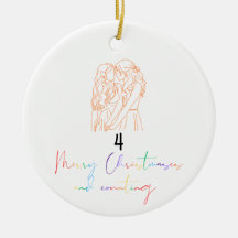 Queer Lesbian Couple Christmas Ornament (Orange)