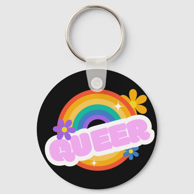 Queer. LGBT+Pride. card Keychain (Front)