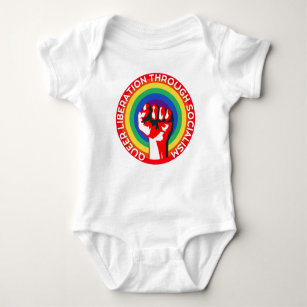 QUEER Liberation Through Socialism! LGBTQ+ Rights  Baby Bodysuit