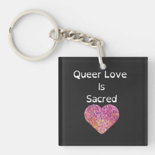 Queer Love Is Sacred Black Key Ring