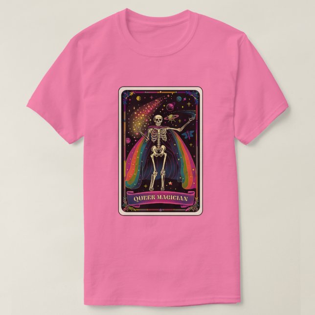 Queer Magician Skeleton Tarot T-Shirt (Design Front)