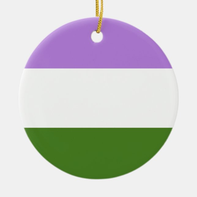 Queer Pride Flag Ceramic Tree Decoration (Front)