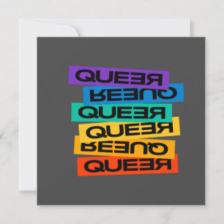 Queer- pride gay with rainbow colour  card