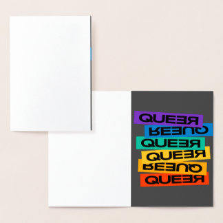 Queer- pride gay with rainbow colour   foil card