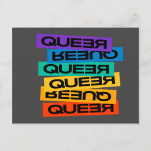 Queer- pride gay with rainbow colour postcard