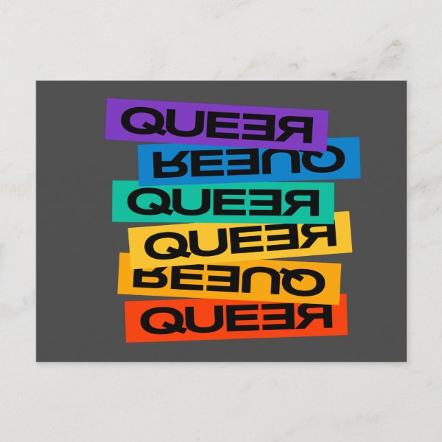 Queer- pride gay with rainbow colour postcard (Front)