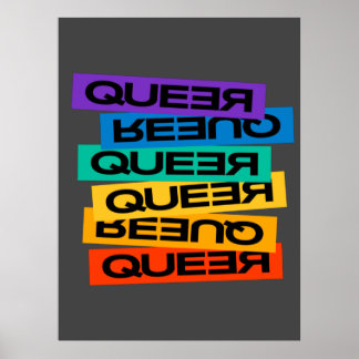 Queer- pride gay with rainbow colour poster