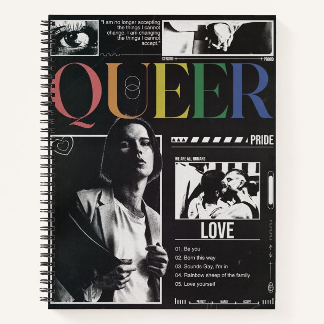 Queer Pride LGBTQ+ Modern Brutalist Notebook (Front)