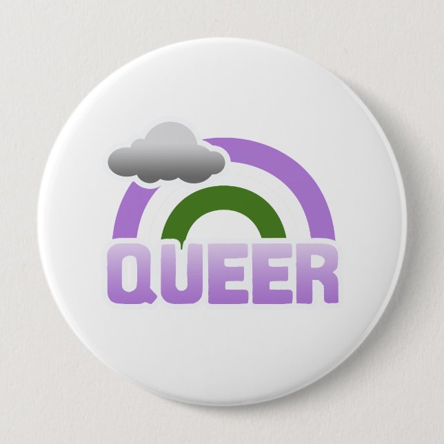 QUEER RAINBOW 10 CM ROUND BADGE (Front)