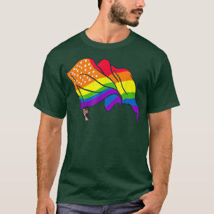 Queer Rainbow Flag Gay Pride US Flag Pride Month L T-Shirt
