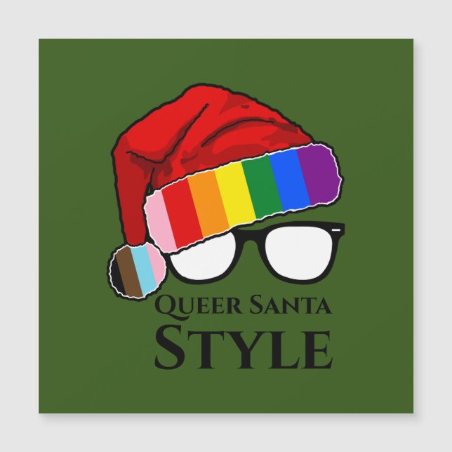 Queer Santa Style Hat and Sunglasses Magnet (Front)