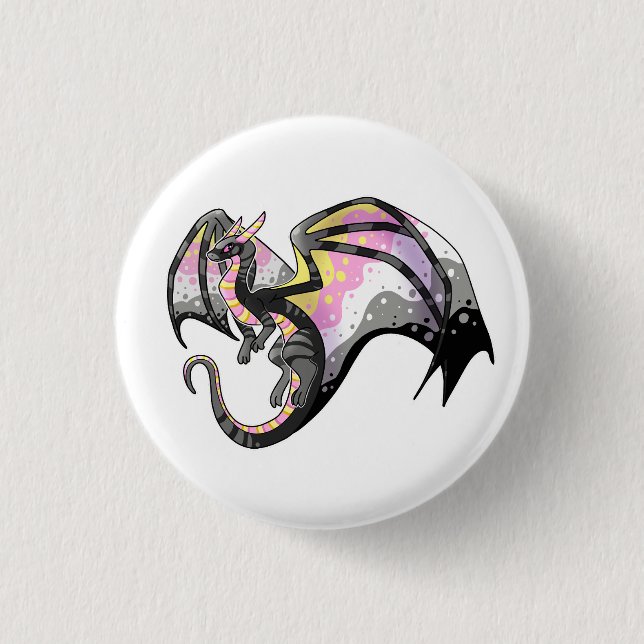 Queerplatonic Pride Dragon 3 Cm Round Badge (Front)