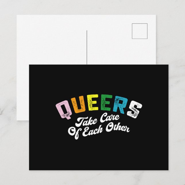 Queers Take Cares Of Each Others LGBT Pride Gay  Postcard (Front/Back)