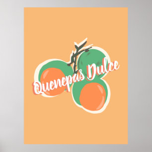 Quenepas Spanish Limes Fruit Hand Drawn Poster