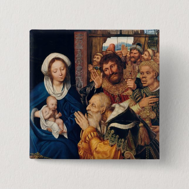 Quentin Matsys - The Adoration of the Magi 15 Cm Square Badge (Front)
