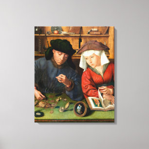 Quentin Matsys - The Moneylender and His Wife Canvas Print