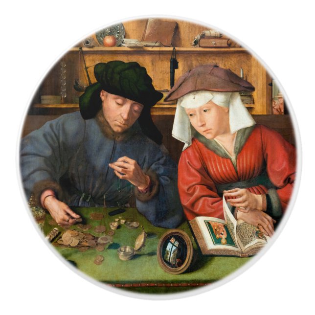 Quentin Matsys - The Moneylender and His Wife Ceramic Knob (Front)