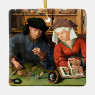 Quentin Matsys - The Moneylender and His Wife Ceramic Ornament