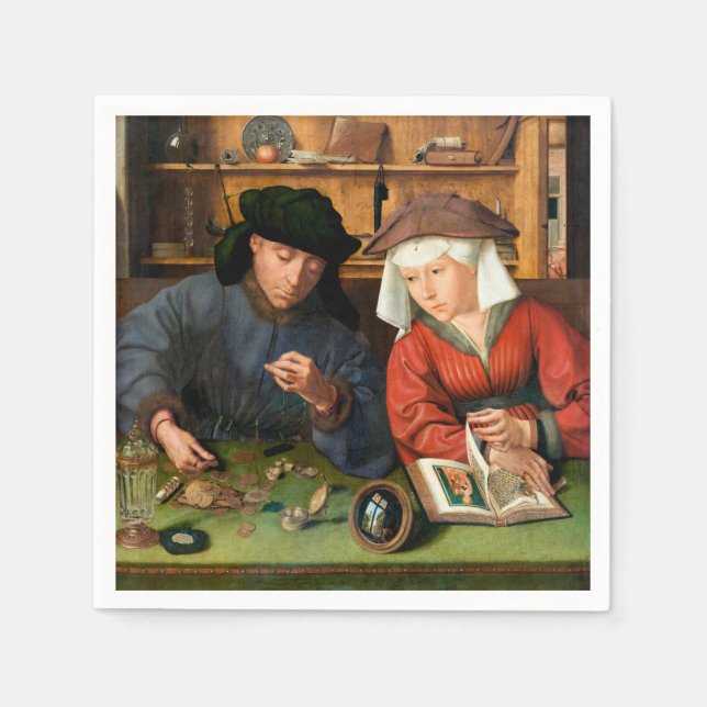 Quentin Matsys - The Moneylender and His Wife Napkin (Front)