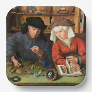 Quentin Matsys - The Moneylender and His Wife Paper Plate