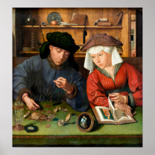 Quentin Matsys - The Moneylender and His Wife Poster