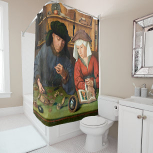 Quentin Matsys - The Moneylender and His Wife Shower Curtain