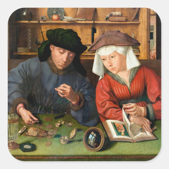 Quentin Matsys - The Moneylender and His Wife Square Sticker (Front)