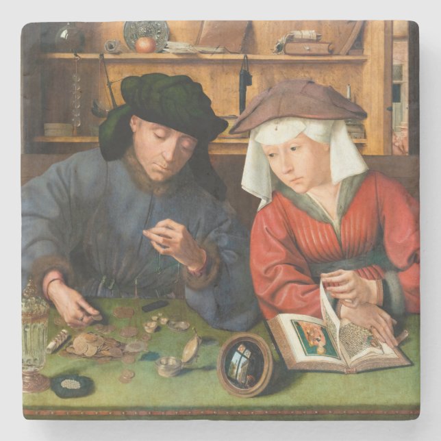 Quentin Matsys - The Moneylender and His Wife Stone Coaster (Front)