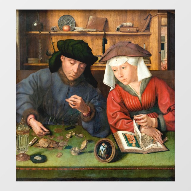 Quentin Matsys - The Moneylender and His Wife Window Cling (Sheet)