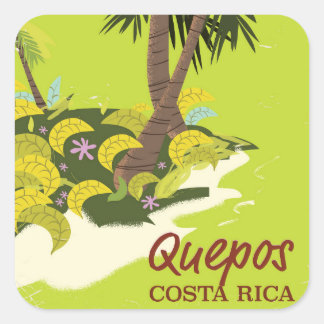 Quepos Costa rican vintage style travel poster Square Sticker