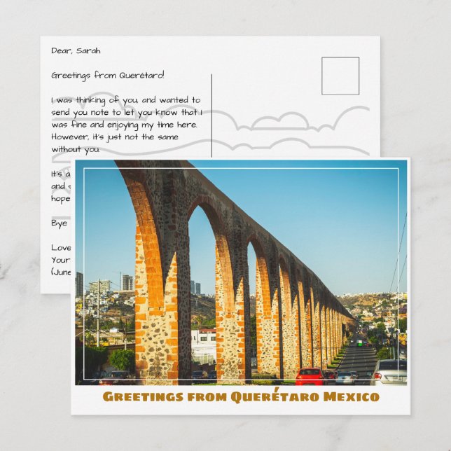 Querétaro Mexico Aqueduct Postcard (Front/Back)