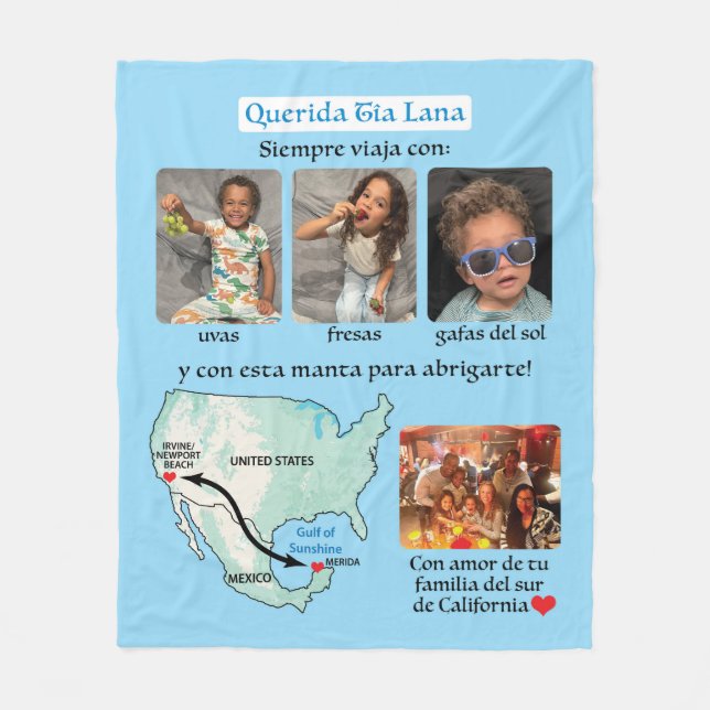 Querida Tia Lana Fleece Blanket (Front)