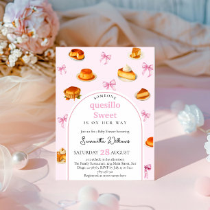 quesillo Pink Bow Baby Shower Invitation