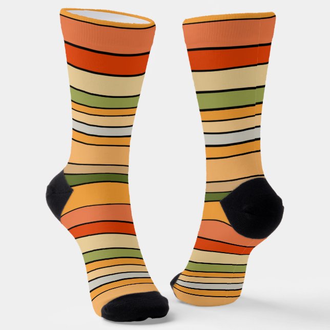 Queso Dip Stripes Orange Red White Green  Socks (Angled)